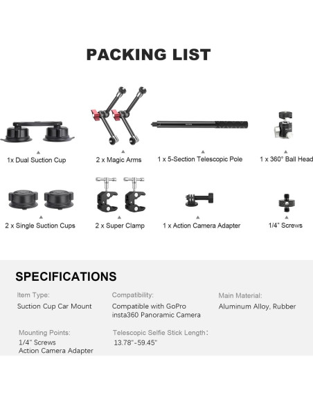 Kit de Montaje de Ventosa Mechrig SY025 para Insta360 X5/X4/X3 Kit de Montaje de Ventosa Mechrig SY025 para Insta360 X5/X4/X3