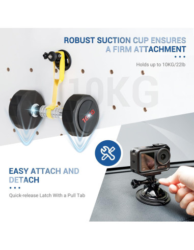 Soporte de Ventosa JJC 1/4"-20 para Cámara de Acción - Resistente