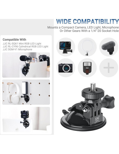 Soporte de Ventosa JJC 1/4"-20 para Cámara de Acción - Resistente