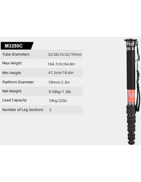 Dolly y Monopod Sunwayfoto T1A20R + M3250C, Aluminio 50kg Dolly y Monopod Sunwayfoto T1A20R + M3250C, Aluminio 50kg