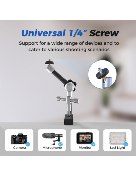 Abrazadera de cámara ATLI con brazo mágico 27.94 cm plata