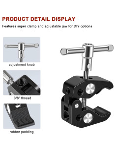 Super Clamp Mount Lanxire - Abrazadera de Cámara 55mm 2