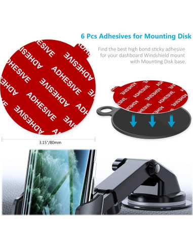 Kit de 6 Almohadillas Adhesivas PKYAA 80mm para Soporte de Teléfono