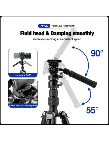 Cabezal de video Fotopro MH-2L con placa QR, carga 3kg Cabezal de video Fotopro MH-2L con placa QR, carga 3kg