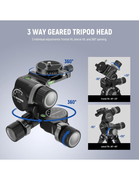 Cabezal de Trípode NEEWER TH16 Pan Tilt 3 Ejes 360 QR