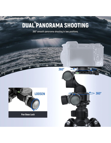 Cabezal de Trípode NEEWER TH16 Pan Tilt 3 Ejes 360 QR