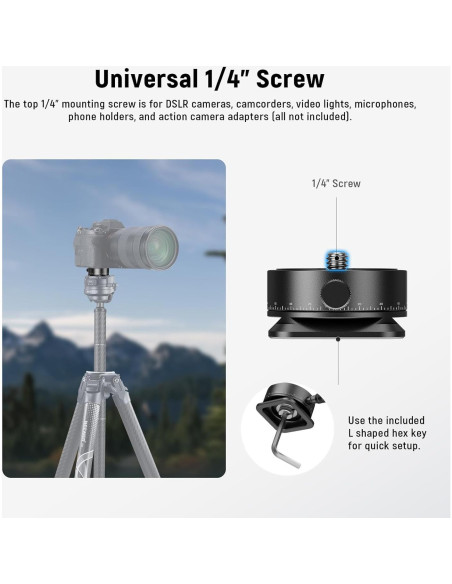 Cabezal de Trípode NEEWER TH16 Pan Tilt 3 Ejes 360 QR