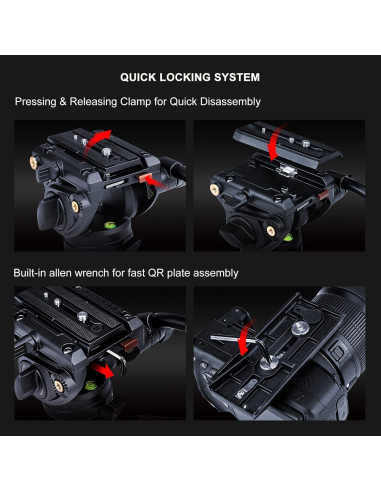 Cabezal Fluido Cayer K6 para Trípode y Monópode - Soporta 7.98 kg