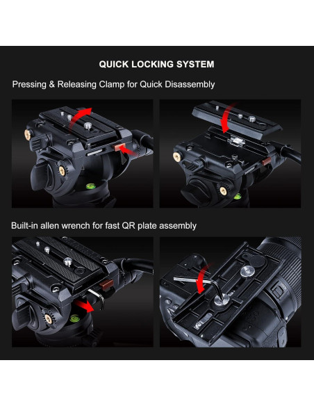 Cabezal Fluido Cayer K6 para Trípode y Monópode - Soporta 7.98 kg