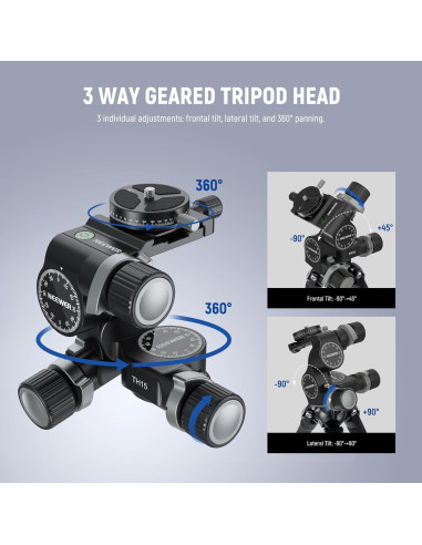 Cabezal de Trípode NEEWER TH15 3 Ejes Pan & Tilt 360