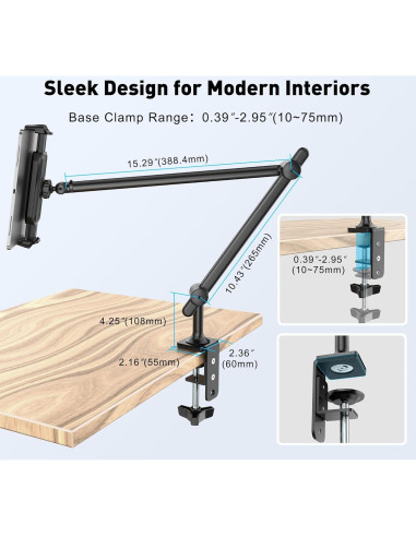 Soporte para Tableta AboveTEK TS-388B Ajustable 360 Negro