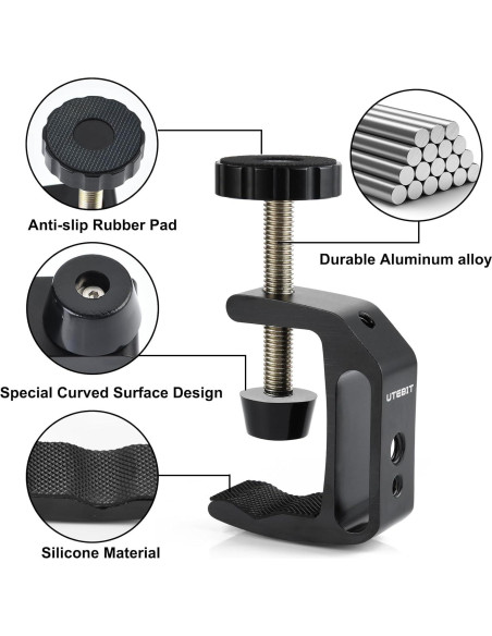 Abrazaderas C UTEBIT 2 Paquete Aluminio Ajustables 0-45mm