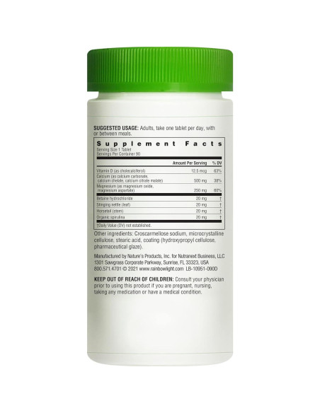 Suplemento de Calcio Rainbow Light con Magnesio y Vitamina D3 - 90 Tabletas