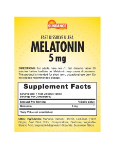 Tabletas de Melatonina 5mg Sundance - 60 Unidades Sabor Baya 2
