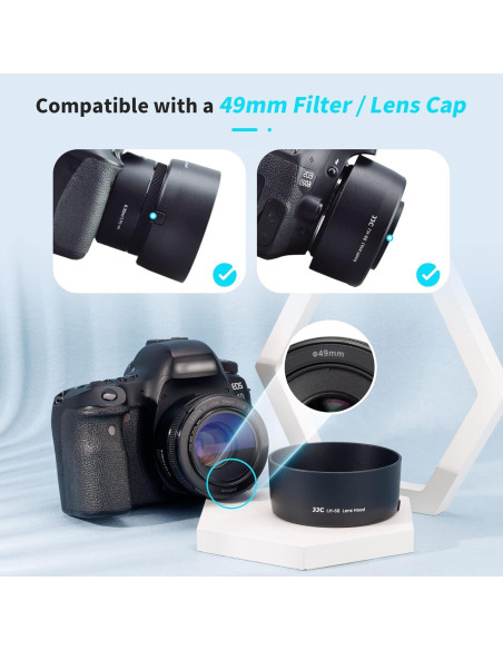 Capucha de lente Canon EF 50mm f/1.8 STM Kiwifotos LH-68