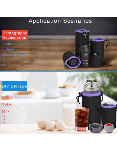 Juego de Fundas para Lentes CADeN 4 Piezas Neopreno SMLXL