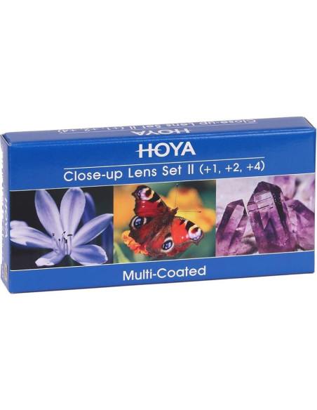 Filtro Close-Up Hoya 46mm Set II - Dioptrías +1, +2, +4 para Fotografía Macro