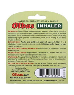 Inhalador Nasal Olbas 8.57 cm - Aceites Esenciales Naturales 2