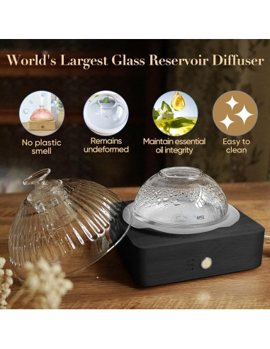 Difusor de Aceite Esencial Levoair de Vidrio 200ml con Madera