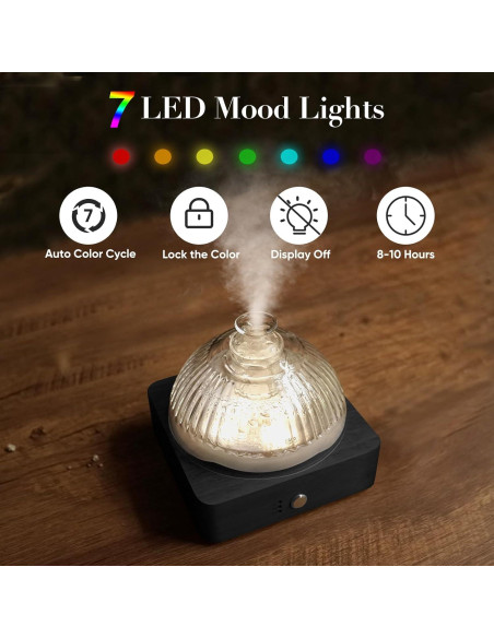 Difusor de Aceite Esencial Levoair de Vidrio 200ml con Madera