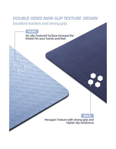 Esteras de Yoga Antideslizantes COOLMOON 182.88x62.23cm TPE
