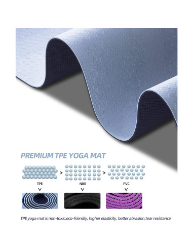 Esteras de Yoga Antideslizantes COOLMOON 182.88x62.23cm TPE
