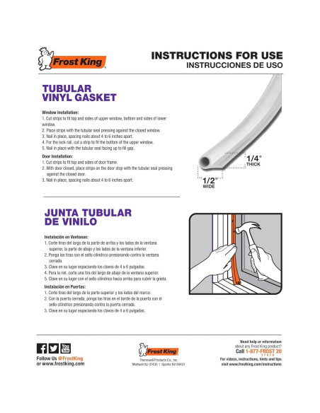 Junta de Vinilo Tubular Frost King V18BH 5.18m Marrón Junta de Vinilo Tubular Frost King V18BH 5.18m Marrón
