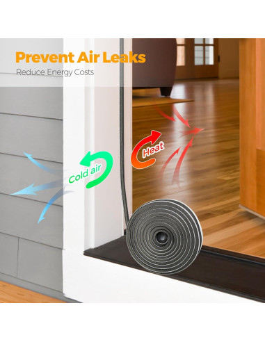 Tira Aislante Ravinte 10.06m Gris 0.35" x 0.35" para Ventanas