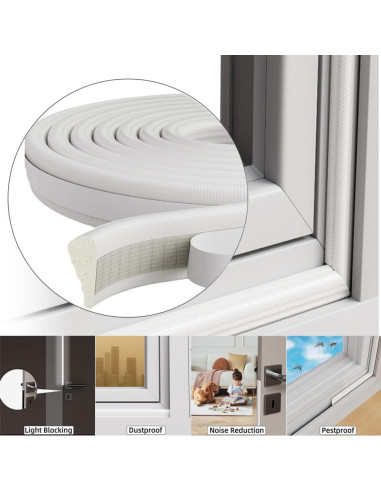 Tira de Sellado de Espuma DUOYHIEL 3m Blanco Aislante