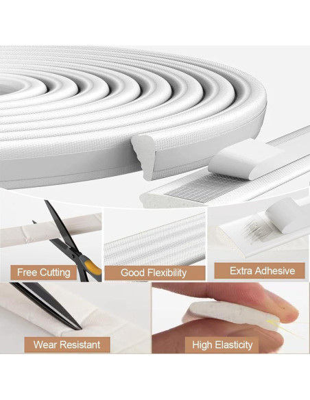 Tira de Sellado de Espuma DUOYHIEL 3m Blanco Aislante
