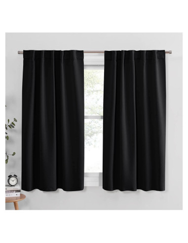 Cortinas Opacas PONY DANCE 107x114 cm Negras Aislantes Térmicas