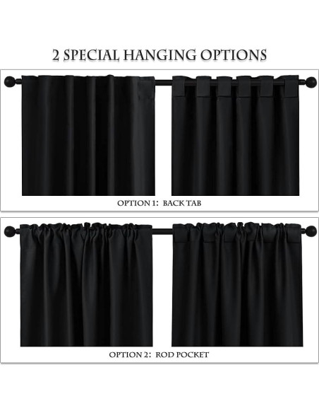 Cortinas Opacas PONY DANCE 107x114 cm Negras Aislantes Térmicas