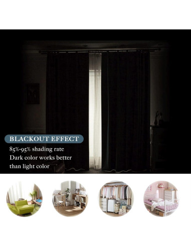 Cortinas Opacas PONY DANCE 107x114 cm Negras Aislantes Térmicas