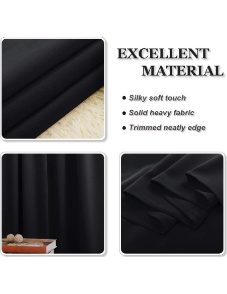 Cortinas Opacas PONY DANCE 107x114 cm Negras Aislantes Térmicas