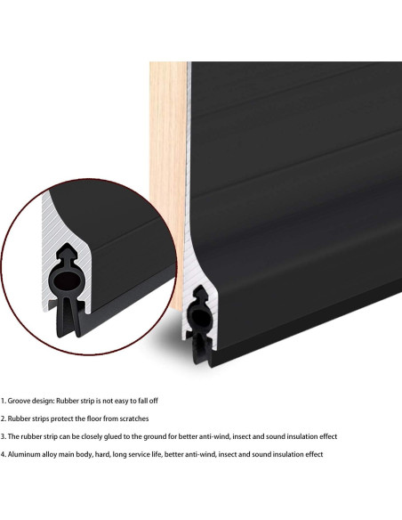 Sello de puerta USUKUE de aluminio 92.7 cm negro para corrientes de aire