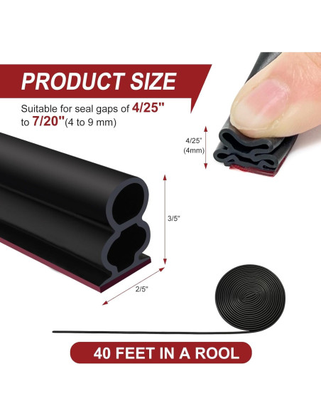 Burlete Autoadhesivo ZWZIOO 12m Blanco para Puertas y Ventanas