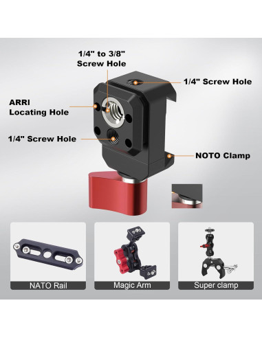 Abrazadera NATO Mechrig 62044 con tornillos 1/4 y 3/8 para estabilizadores