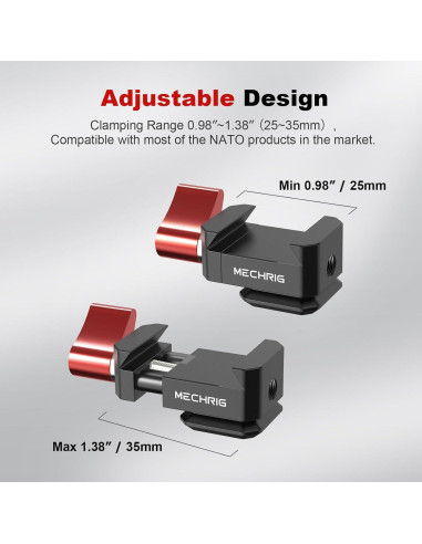 Abrazadera NATO Mechrig 62044 con tornillos 1/4 y 3/8 para estabilizadores