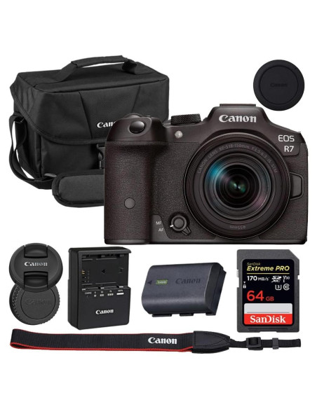 Cámara Sin Espejo Canon EOS R7 con Lente 18-150mm y Accesorios