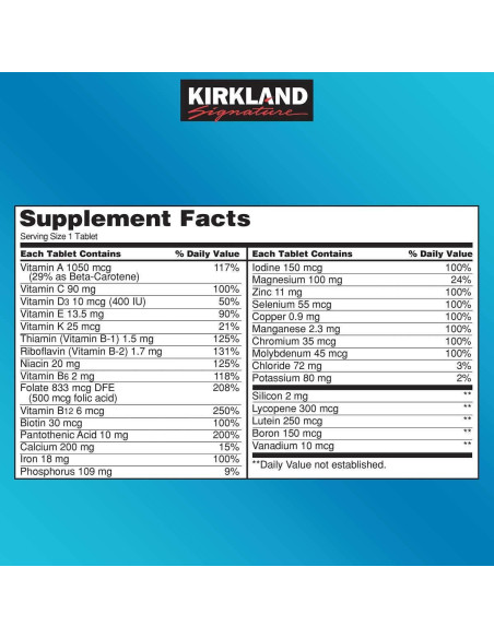 Multivitamínico Diario Kirkland Signature 500 Tabletas