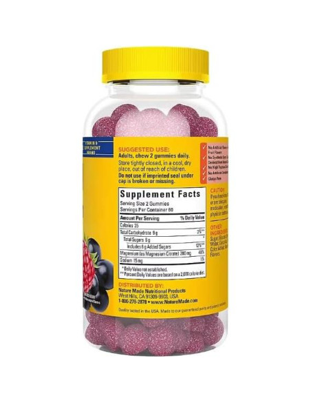 Gomitas de Magnesio Nature Made 200mg - 120 Unidades + 2 Sticks Hidratación