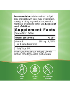 Vitamina E D-Alfa Tocoferol Nature's Way 100 Cápsulas 268 mg 2