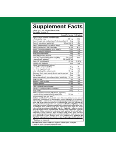 Suplemento Multivitamínico Vegano para Mujeres Factores Naturales 120 Tabletas