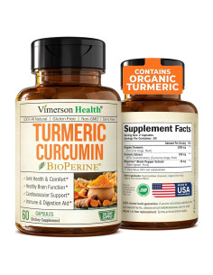 Suplemento de Cúrcuma Curcumina Vimerson Health 1200mg 60 Cápsulas