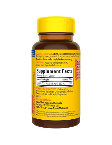 Nature Made Vitamina C 500 mg con Rosa Mosqueta - 130 Tabletas