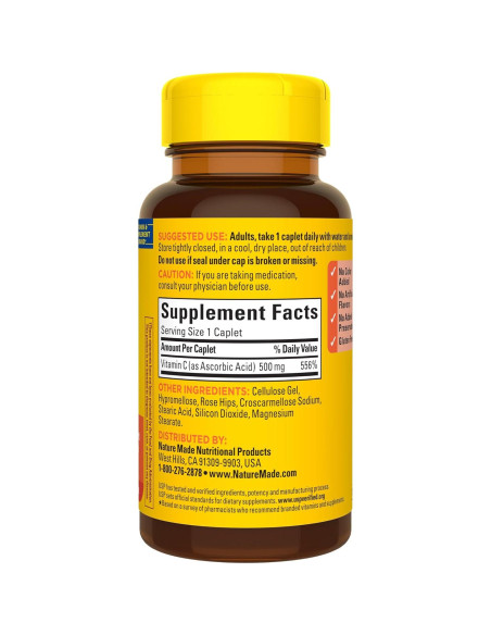 Nature Made Vitamina C 500 mg con Rosa Mosqueta - 130 Tabletas