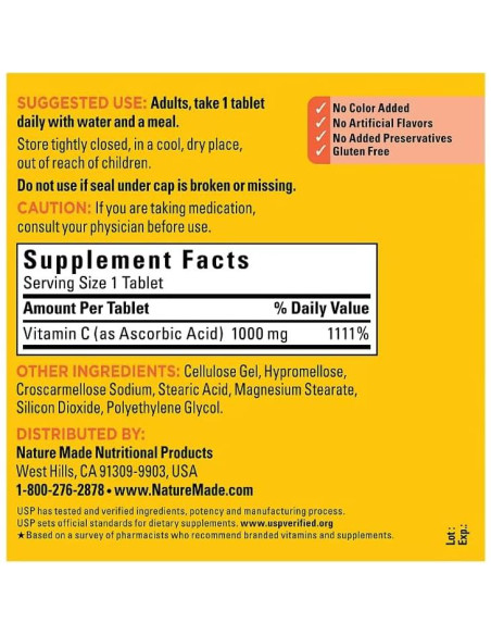 Vitamina C Extra Fuerte 1000mg Nature Made 365 Tabletas