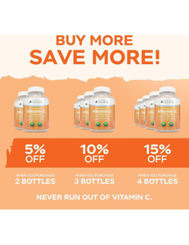 Vitamina C Purely Holistic 1000mg 365 Cápsulas Veganas