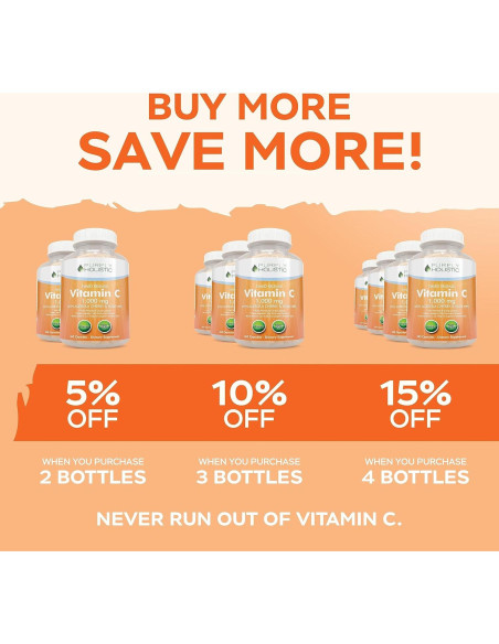 Vitamina C Purely Holistic 1000mg 365 Cápsulas Veganas Vitamina C Purely Holistic 1000mg 365 Cápsulas Veganas