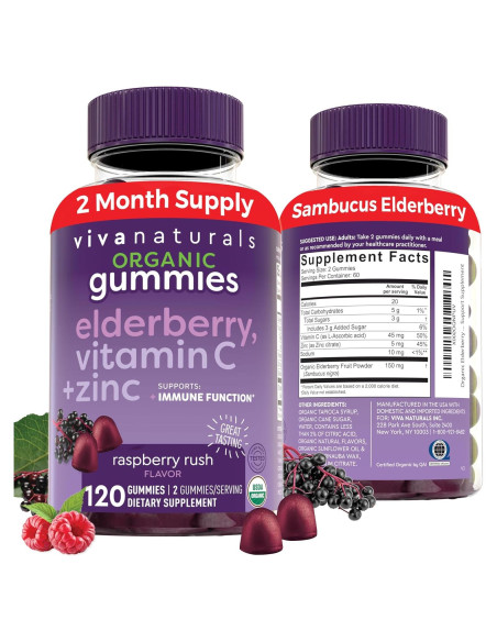 Gomitas de Saúco Orgánicas Viva Naturals 120 gomitas - Inmunidad